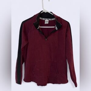 Victoria's Secret Maroon and Black Half-Zip Hoodie